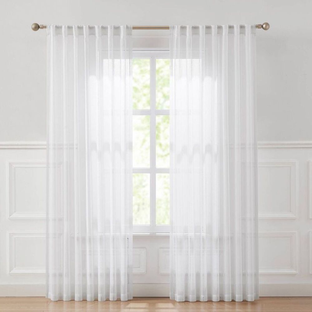 52"x84" Lush Decor Calia Textured Stripe Sheer Window Curtain Panels White Pair